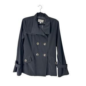 Croft and Barrow Coat Womens Size M Black Double Breasted Peacoat Winter Casual